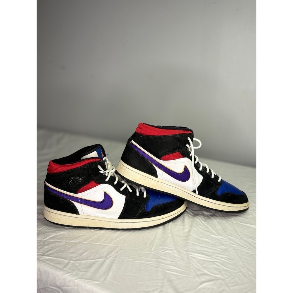 Jordan 1 Mid Lakers mid Top Field Purple-White-Gym Red 11.5